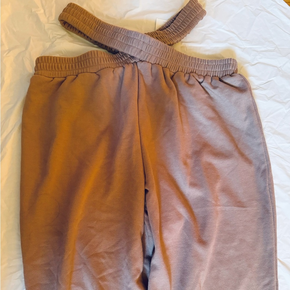 Cross waist tan brown color sweatpants joggers